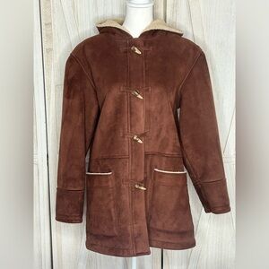 Vintage Lauren Ralph Lauren faux suede Duffle Jacket Toggle Closure size med EUC